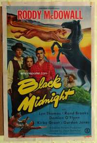 p097 BLACK MIDNIGHT one-sheet movie poster '49 Budd Boetticher, McDowell