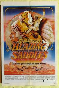 p101 BLAZING SADDLES one-sheet movie poster '74 classic Mel Brooks western!
