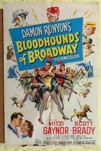 p107 BLOODHOUNDS OF BROADWAY one-sheet movie poster '52 Mitzi Gaynor