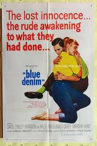 p109 BLUE DENIM one-sheet movie poster '59 Carol Lynley, Brandon DeWilde