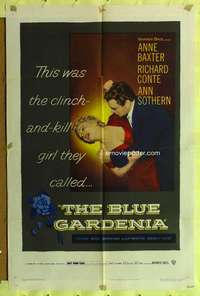 p110 BLUE GARDENIA one-sheet movie poster '53 Fritz Lang, Anne Baxter