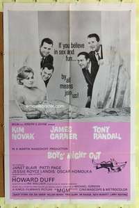 p123 BOYS' NIGHT OUT one-sheet movie poster '62 Garner, sexy Kim Novak!