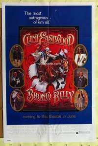 p130 BRONCO BILLY advance one-sheet movie poster '80 Clint Eastwood, Locke