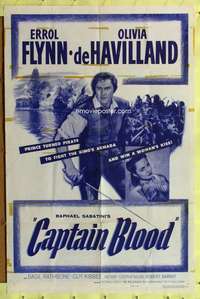 p138 CAPTAIN BLOOD one-sheet movie poster R56 Errol Flynn, de Havilland