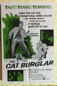 p141 CAT BURGLAR one-sheet movie poster '61 Jack Hogan, spy thriller!