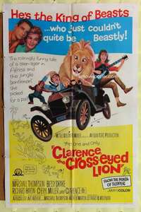 p159 CLARENCE THE CROSS-EYED LION one-sheet movie poster '65 Africa safari!