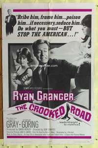 p190 CROOKED ROAD one-sheet movie poster '65 Robert Ryan, Granger