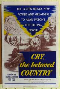 p198 CRY THE BELOVED COUNTRY one-sheet movie poster '51 Canada Lee