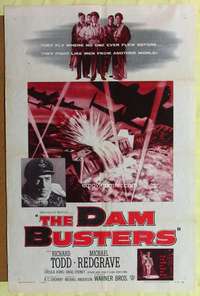 p201 DAM BUSTERS one-sheet movie poster '55 Michael Redgrave, Richard Todd
