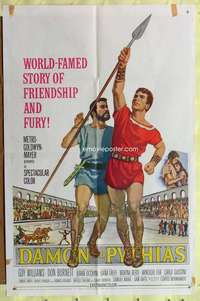 p202 DAMON & PYTHIAS one-sheet movie poster '62 Italian sword & sandal!