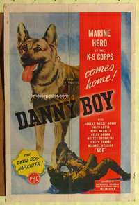 p206 DANNY BOY one-sheet movie poster '46 U.S. Marine K-9 Corps dog hero!