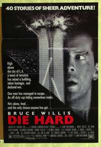 p238 DIE HARD one-sheet movie poster '88 Bruce Willis, Alan Rickman
