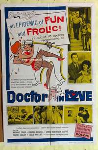 p245 DOCTOR IN LOVE one-sheet movie poster '61 English hospital sex!