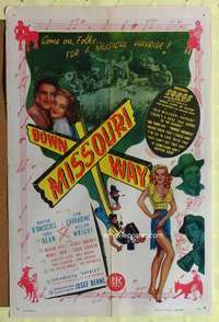 p250 DOWN MISSOURI WAY one-sheet movie poster '46 Carradine, hillbillies!