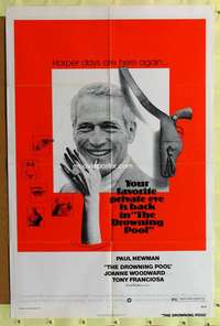 p252 DROWNING POOL one-sheet movie poster '75 Paul Newman, Woodward