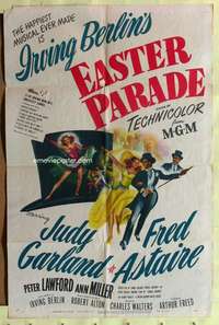 p263 EASTER PARADE style D one-sheet movie poster '48 Judy Garland, Astaire