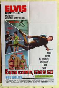 p264 EASY COME EASY GO one-sheet movie poster '67 scuba Elvis Presley!