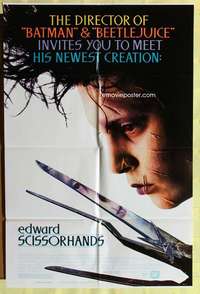 p270 EDWARD SCISSORHANDS one-sheet movie poster '90 Tim Burton, Johnny Depp