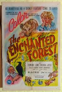 p282 ENCHANTED FOREST one-sheet movie poster '45 as beautiful as Disney!