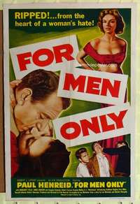 p308 FOR MEN ONLY one-sheet movie poster '52 super sleazy Margaret Field!