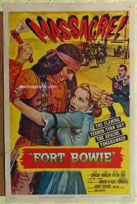 p312 FORT BOWIE one-sheet movie poster '58 Ben Johnson, Native Americans!