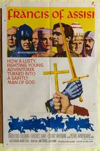 p322 FRANCIS OF ASSISI one-sheet movie poster '61 Bradford Dillman, Curtiz