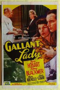 p347 GALLANT LADY one-sheet movie poster '42 Rose Hobart, Sidney Blackmer