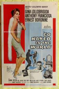 p369 GO NAKED IN THE WORLD one-sheet movie poster '61 sexy Lollobrigida!