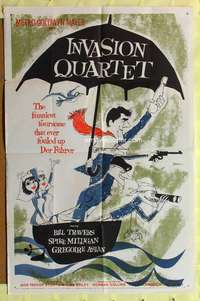 p456 INVASION QUARTET one-sheet movie poster '61 Travers, WWII comedy!