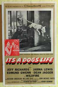 p459 IT'S A DOG'S LIFE one-sheet movie poster '55 Wildfire the wonder dog!