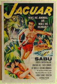 p462 JAGUAR one-sheet movie poster '55 Sabu, Chiquita, Barton MacLane