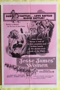p464 JESSE JAMES' WOMEN one-sheet movie poster R68 classic catfight image!