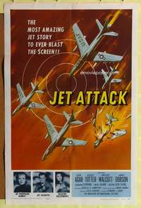 p466 JET ATTACK one-sheet movie poster '58 cool fighter jet artwork!