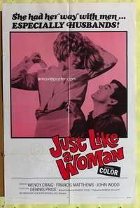 p469 JUST LIKE A WOMAN one-sheet movie poster R69 she had her way w/men!