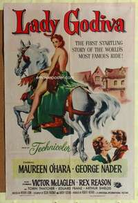 p482 LADY GODIVA one-sheet movie poster '55 super sexy Maureen O'Hara!