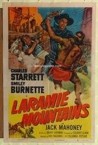p484 LARAMIE MOUNTAINS one-sheet movie poster '52 Charles Starrett, Wyoming