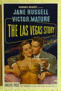 p485 LAS VEGAS STORY one-sheet movie poster '52 sexy Jane Russell, Mature