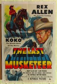 p488 LAST MUSKETEER one-sheet movie poster '52 Arizona Cowboy Rex Allen!