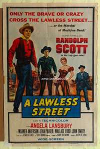 p490 LAWLESS STREET one-sheet movie poster '55 Randolph Scott, Lansbury