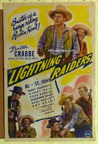 p493 LIGHTNING RAIDERS one-sheet movie poster '45 Buster Crabbe