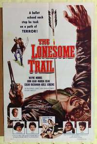 p497 LONESOME TRAIL one-sheet movie poster '55 Wayne Morris, John Agar