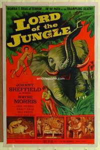 p499 LORD OF THE JUNGLE one-sheet movie poster '55 Bomba the Jungle Boy!