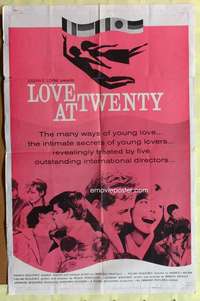 p503 LOVE AT 20 one-sheet movie poster '62 Truffaut, Wajda, Ophuls, plus 2!