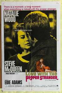 p505 LOVE WITH THE PROPER STRANGER one-sheet movie poster '64 Wood, McQueen