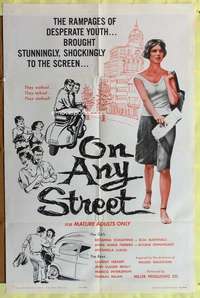 p603 ON ANY STREET one-sheet movie poster '59 Schiaffino, Italian teen sex!