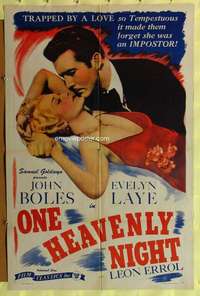 p613 ONE HEAVENLY NIGHT one-sheet movie poster R44 Evelyn Laye, John Boles