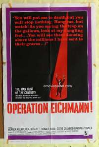 p622 OPERATION EICHMANN one-sheet movie poster '61 Klemperer, World War II