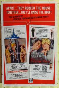 p624 OPERATION PETTICOAT/PILLOW TALK one-sheet movie poster '64 Cary Grant