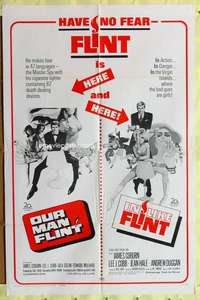 p627 OUR MAN FLINT/IN LIKE FLINT one-sheet movie poster '67 James Coburn