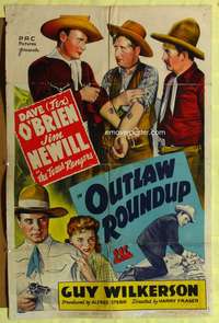 p629 OUTLAW ROUND-UP one-sheet movie poster '44 O'Brien, Texas Rangers!
